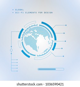 Abstract global sci-fi elements for design with technology future, Vector illustration