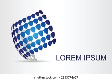 Abstract Global Security Logo Stylized Spherical Surface With Shield Shapes. This Logo Is Suitable For Global Security Company.