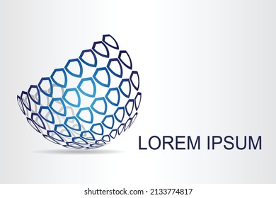 Abstract Global Security Logo Stylized Spherical Surface With Shield Shapes. This Logo Is Suitable For Global Security Company.