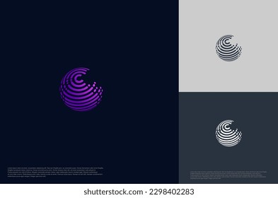 Abstract global sphere technology logo designs template, symbol template