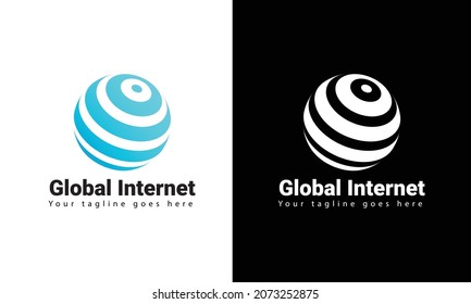 Abstract Global Technology Of Artificial Intelligence Sign. Blue Innovative High Tech Logo Template. Network Computer. Minimal Vector Logo