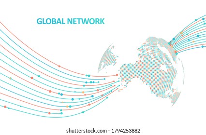 Abstract global technology background. Futuristic data network elements. Digital innovation concept for your design.