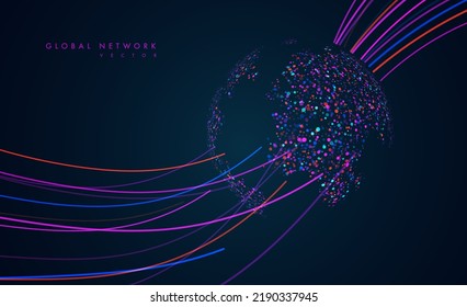 Abstract global technology background. Futuristic data network elements. Digital innovation concept for your design.