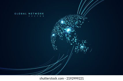 Abstract global technology background. Futuristic data network elements. Digital innovation concept for your design.