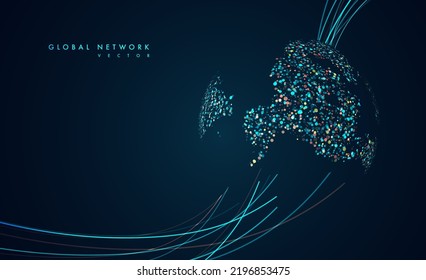 Abstrakter globaler Technologiehintergrund. Futuristische Datennetzelemente. Digitales Innovationskonzept für Ihr Design.