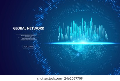 Abstract global technology background. Futuristic data network representation. Digital innovation concept for your design.