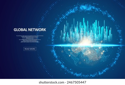 Abstract global technology background. Futuristic data network representation. Digital innovation concept for your design.
