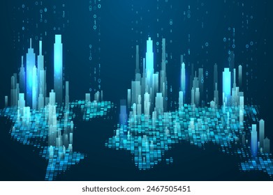 Abstrakter globaler Technologiehintergrund. Futuristische Darstellung von Datennetzen. Digitales Innovationskonzept für Ihr Design.