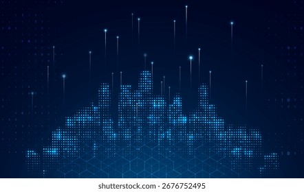 Resumo global da tecnologia. Representação de rede de dados futurista. Conceito de inovação digital para seu design.