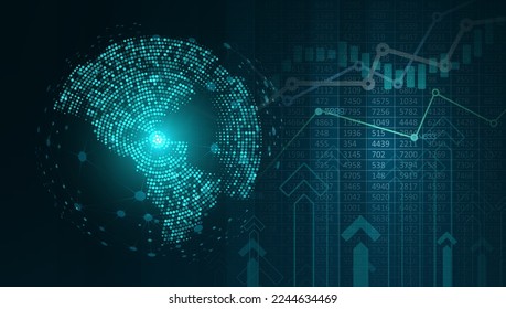 Abstract global technology background. Investing business analytics and banking management. Points composed like world map. Digital innovation concept for your design.