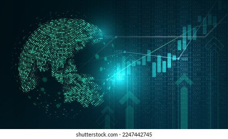 Abstract global technology background. Investing business analytics and banking management. Points composed like world map. Digital innovation concept for your design.