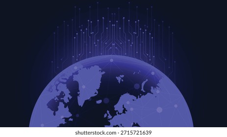 Fondo Abstractas de tecnología global que muestra las conexiones digitales del mapa del mundo Flujo de datos y líneas de red ideales para la ciberseguridad Internet Presentaciones de innovación empresarial Uso en línea