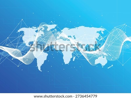Abstract global technology network connection. World map point and line composition concept of global business. Vector Illustration