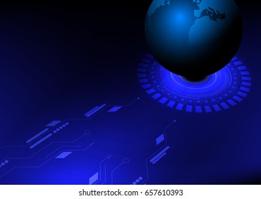 Abstract global with technology on dark vector technology background some Elements of this image furnished by NASA