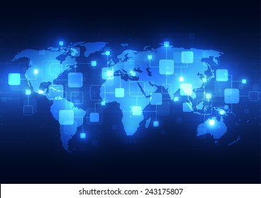 Descripción general de las telecomunicaciones tecnológicas, ilustración vectorial