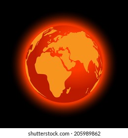 abstract global warming on black background, vector