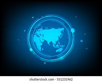 Abstract global world Circle digital technology background, futuristic structure elements concept background design