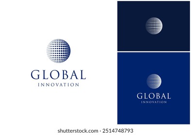 Abstract Global World Earth Globe Sphere Halftone Circle Dotted Vector Logo Design Illustration