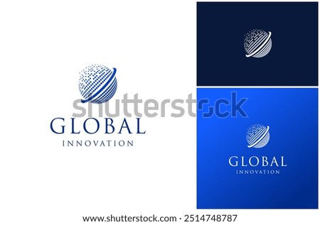 Abstract Global World Earth Globe Sphere Halftone Circle Dotted Vector Logo Design Illustration