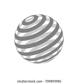 Abstract globe 3d band sphere logo design element. 3d vector background. Black and white vector illustration.