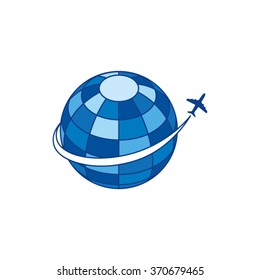 Abstract Globe & Airplane Travel Vector