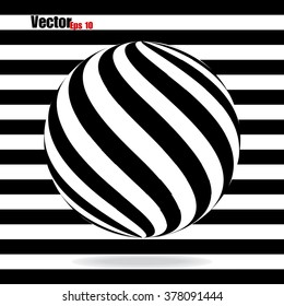 Abstract globe from black and white stripes. Vector illustration. Eps 10