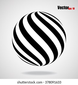 Abstract globe from black and white stripes. Vector illustration. Eps 10