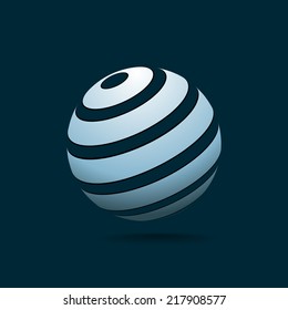 Abstract Globe Blue Icon on Dark Background