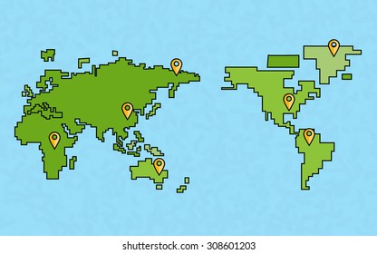 Abstract globe check in, bit vector illustration