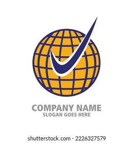 abstract globe check logo icon template