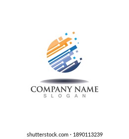 Resumen Vector de diseño de logotipo tecnológico de círculo de globo Globe aislado en forma de fondo blanco