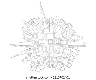 Abstract globe city concept. 3d illustration
