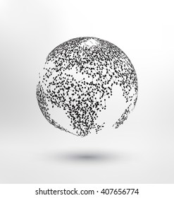 Abstract Globe Design - Particles forming the continents of the Earth