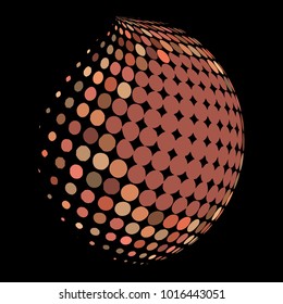 Abstract globe dotted sphere, 3d halftone dot effect. Colorful dots in dark background. Rainbow color in earth shape. Vector illustration. It can use as logo, icon, banner., business card.