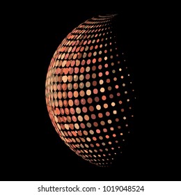 Abstract globe dotted sphere, 3d halftone dot effect. Colorful dots in dark background. Rainbow color in earth shape. Vector illustration. It can use as logo, icon, banner., business card.