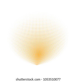 Abstract globe dotted sphere, 3d halftone dot effect. Orange dots in white background. Vector illustration. It can use as logo, icon, banner, business card. Modern minimal covers design.
