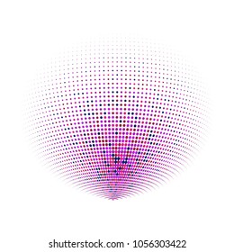 Abstract globe dotted sphere, 3d halftone dot effect. Pink, red, black dots in white background. Vector illustration. It can use as logo, icon, banner, business card. Modern minimal covers design.