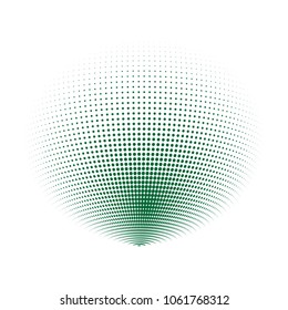 Abstract globe dotted sphere, 3d halftone dot effect. Green organic dots in white background. Vector illustration. It can use as logo, icon, banner, business card. Modern minimal covers design.