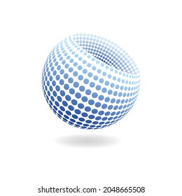 Resumen de la esfera punteada del globo, fondo vectorial de efecto medio 3d.