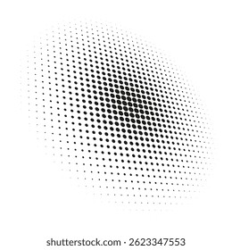 Abstract globe dotted sphere, 3d halftone dot effect. White color, in black background. Vector illustration. It can be used as logo, icon.