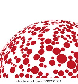 Abstract globe dotted sphere, 3d halftone effect vector background. Black and white vector illustration.