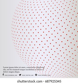 Abstract Globe Dotted Sphere, 3d Dot Effect. White Colored background