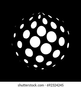 Abstract globe dotted sphere, 3d halftone dot effect. White color in dark background. Vector illustration. It can use as logo, icon.