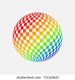 Abstract globe dotted sphere. 3d halftone effect vector background. Color vector illustration.
