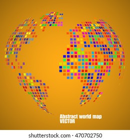Abstract globe earth from colorful pixels. Vector illustration. Eps 10