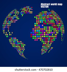 Abstract globe earth from colorful pixels. Vector illustration. Eps 10