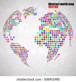 Abstract globe earth from colorful pixels. Vector illustration. Eps 10