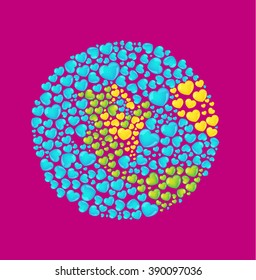 Abstract globe earth of hearts. Vector illustration.
