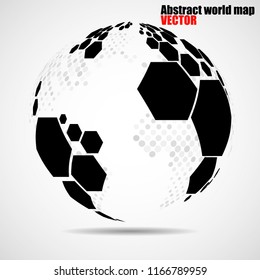 Abstract globe earth of hexagons. Vector illustration. Eps 10