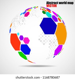 Abstract globe earth of hexagons. Vector illustration. Eps 10